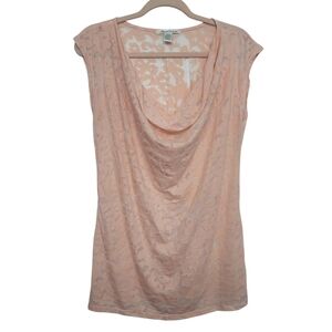 Kenneth Cole New York Pink Leopard Print Cowl Neck Top